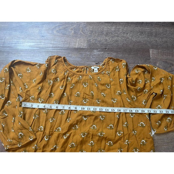 Sonoma Womens Top Size XL Yellow Floral Long Sleeve N8 - Picture 8 of 9